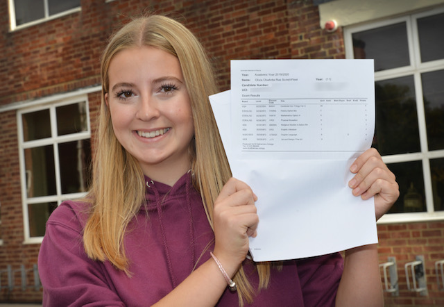 Girl holding exam results