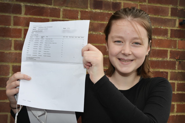 Girl holding results