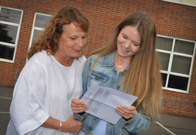 Girl and woman reading exam results